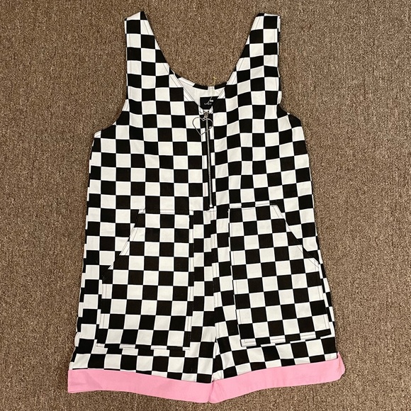 New Lazy Oaf Black & White Checkered Romper - Picture 6 of 7